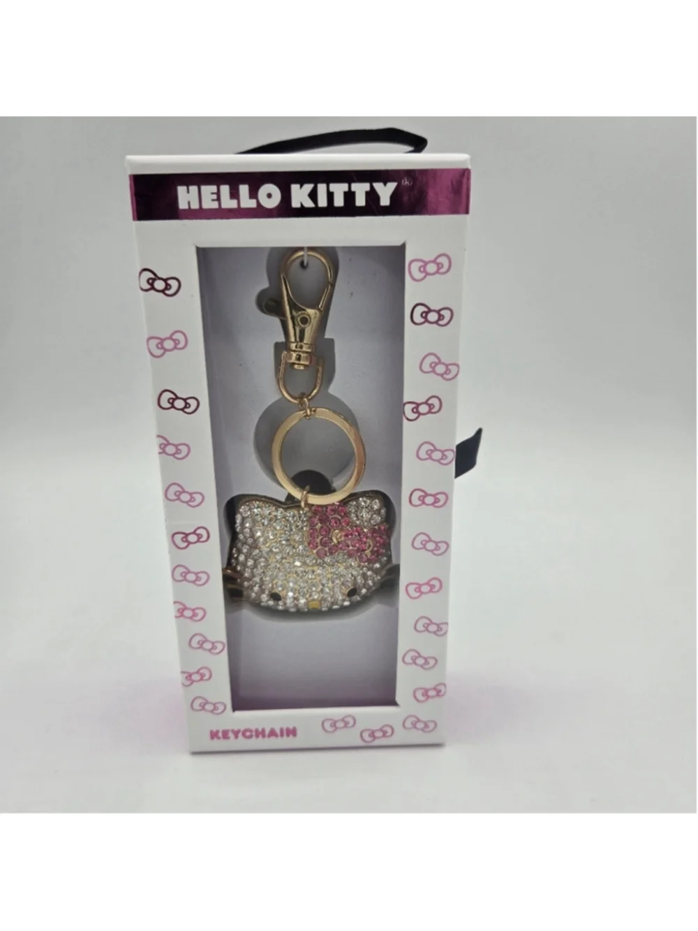 Sanrio Hello Kitty Pave Crystal Face Keychain NEW Bag Charm Rhinestone Cute